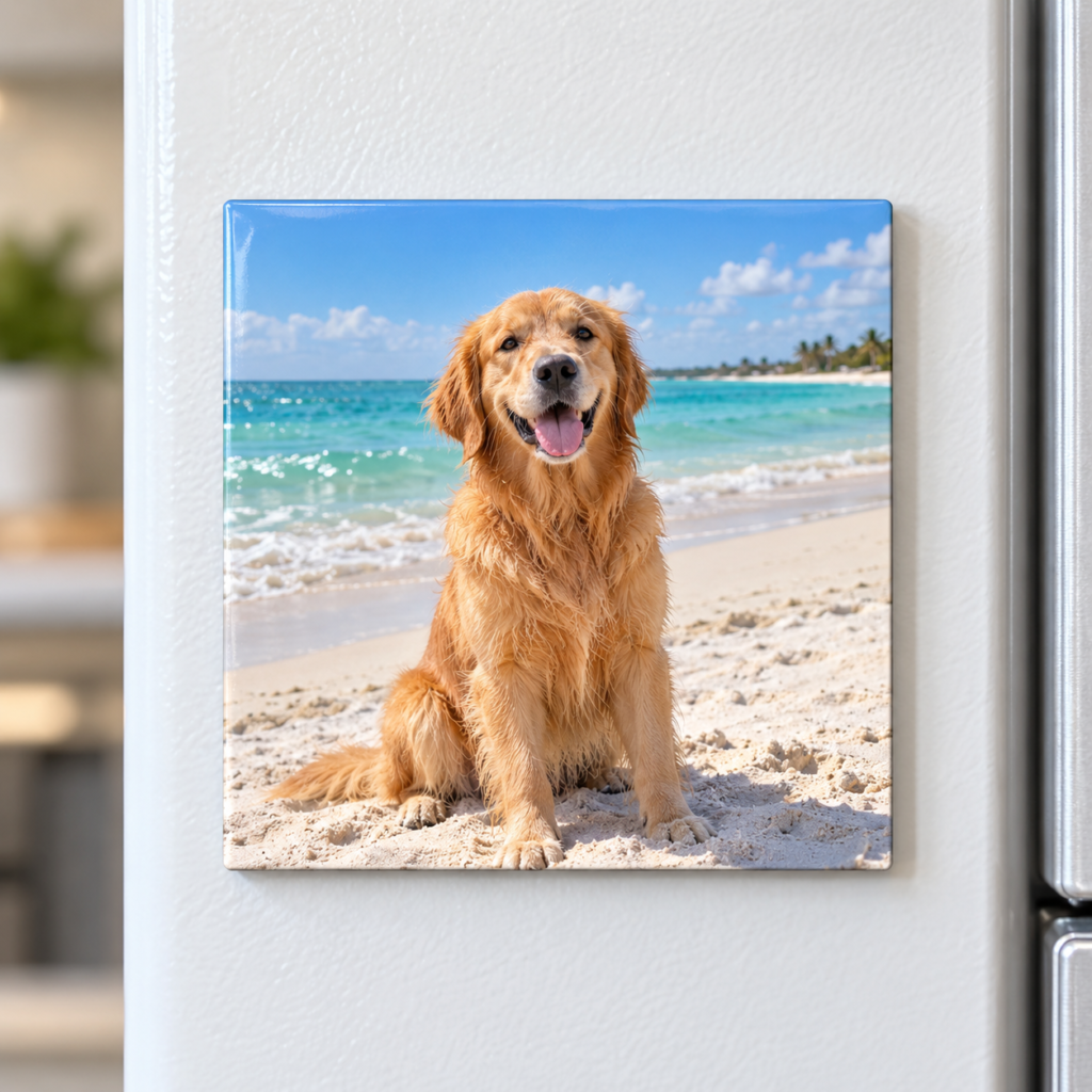 A personalized photo magnet